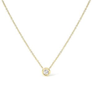 14K Gold Lab Grown Diamond Modern Bezel-Set Solitaire 16"-18" Pendant Necklace (F-G Color, VS2-SI1 Clarity)