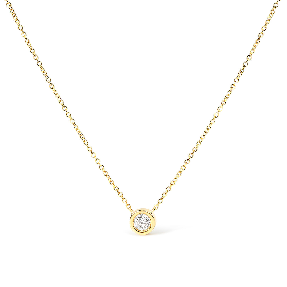 14K White Gold 1/2 Cttw Lab Grown Diamond Modern Bezel-Set Solitaire 16"-18" Pendant Necklace (F-G Color, VS2-SI1 Clarity)