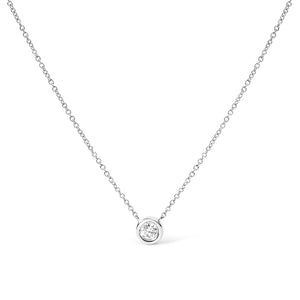 14K White Gold 1/2 Cttw Lab Grown Diamond Modern Bezel-Set Solitaire 16"-18" Pendant Necklace (F-G Color, VS2-SI1 Clarity)
