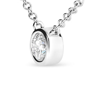 14K Gold Lab Grown Diamond Modern Bezel-Set Solitaire 16"-18" Pendant Necklace (F-G Color, VS2-SI1 Clarity)