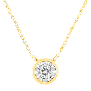 10K Yellow Gold 1/4 Cttw Round Brilliant-Cut Diamond Modern Bezel-Set Solitaire Pendant Necklace (J-K Color, I2-I3 Clarity) - 16" with 2" Extender