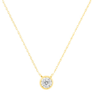 10K Yellow Gold 1/4 Cttw Round Brilliant-Cut Diamond Modern Bezel-Set Solitaire Pendant Necklace (J-K Color, I2-I3 Clarity) - 16" with 2" Extender