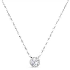 .925 Sterling Silver Round-Cut Diamond Bezel 18" Pendant Necklace (J-K Color, I1-I2 Clarity)