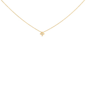 10K White Gold 1/10 Cttw Bezel Set Solitaire Princess Cut Diamond Kite Shaped Pendent Necklace - 18" Inches