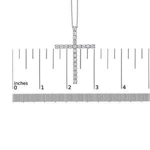 14K White Gold 4.0 Cttw Lab Grown Diamond Cross 18" Inch Pendant Necklace (F-G Color, VS2-SI1 Clarity)