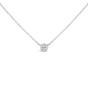 14K White Gold 1.00 Cttw Bezel Set Round Lab-Grown Diamond Solitaire 18" Pendant Necklace (F-G Color, VS1-VS2 Clarity)