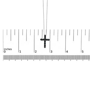 .925 Sterling Silver and Black Rhodium 1.0 Cttw Black Diamond Cross Pendant Necklace (Black Color, I2-I3 Clarity) - 18" Inches