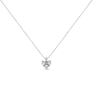 10K White Gold 1/4 Cttw Diamond 3 Stone Heart Shaped Pendant 18" Necklace (J-K Color, I1-I2 Clarity)