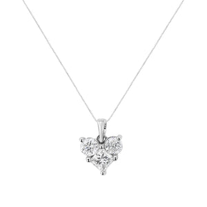 10K White Gold 1.0 Cttw Round-Cut and Princess-Cut Diamond Heart Shaped 18" Pendant Necklace (H-I Color, SI2-I1 Clarity)