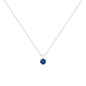 10K White Gold 1/4 Cttw Round Brilliant Cut Lab Grown Blue Diamond 4-Prong Solitaire Pendant Necklace (Blue Color, VS2-SI1 Clarity) - 18"