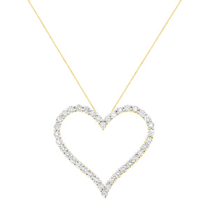 10k Yellow Gold Plated .925 Sterling Silver 3.0 cttw Round-Cut Diamond Open Heart Pendant Necklace (J-K Color, I1-I2 Clarity) - 18"