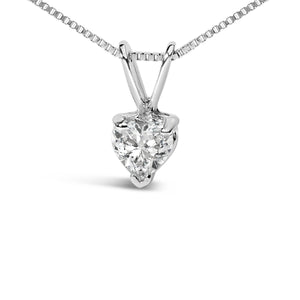 14K White Gold 1/5 Cttw 3-Prong Set Heart Shaped Solitaire Lab Grown Diamond 18" Pendant Necklace (F-G Color, VS2-SI1 Clarity)