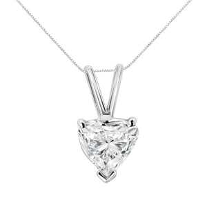 14K White Gold 1/5 Cttw 3-Prong Set Heart Shaped Solitaire Lab Grown Diamond 18" Pendant Necklace (F-G Color, VS2-SI1 Clarity)
