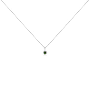 .925 Sterling Silver Treated Color Diamond Solitaire 18" Milgrain Pendant Necklace