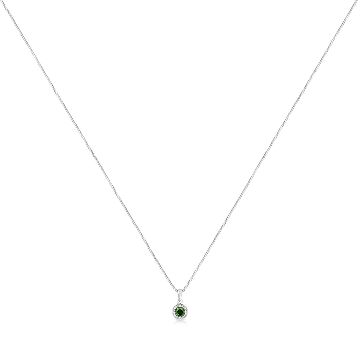 .925 Sterling Silver Treated Color Diamond Solitaire 18" Milgrain Pendant Necklace