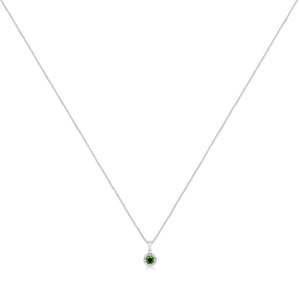 .925 Sterling Silver Treated Color Diamond Solitaire 18" Milgrain Pendant Necklace