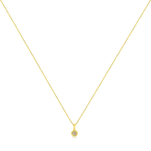 14K Yellow Gold Plated .925 Sterling Silver 1/2 Cttw Brilliant Round Cut Diamond Solitaire Milgrain 18" Pendant Necklace (K-L Color, I2-I3 Clarity)