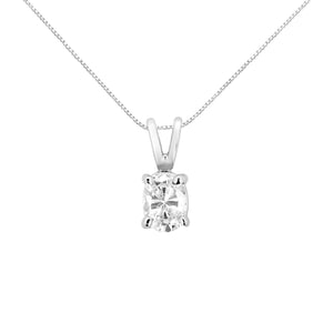 AGS Certified 14K White Gold 1/3 cttw Diamond Oval 18" Pendent Necklace (H-I Color, VS1-VS2 Clarity)