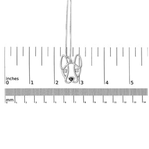 .925 Sterling Silver Diamond Accent and Black Enamel French Bullldog 18" Inch Pendant Necklace inch (I-J Color, I2-I3 Clarity)