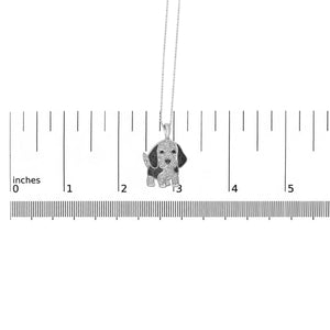 .925 Sterling Silver 1/4 cttw White and Black Diamond Dog Pendant Necklace 18 inch (I-J Color, I2-I3 Clarity)