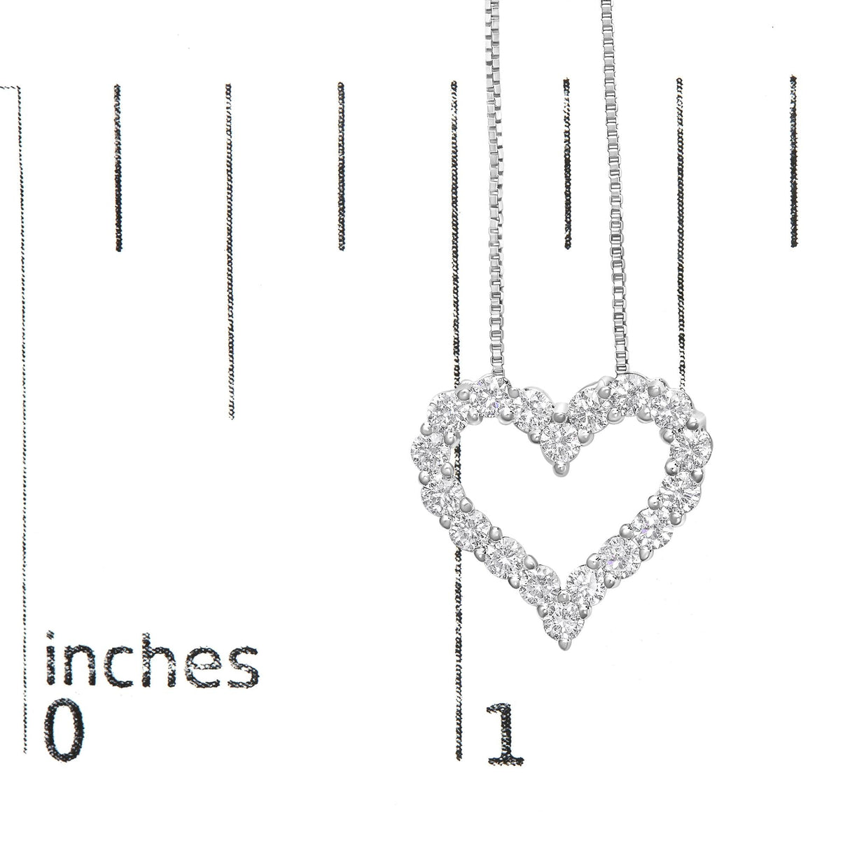 14K White Gold 1.0 Cttw Lab Grown Diamond Open Heart 18" Pendant Necklace (F-G Color, VS1-VS2 Clarity)