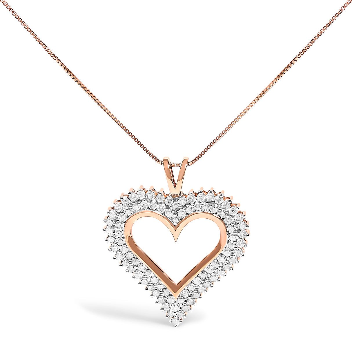 .925 Sterling Silver 1.00 Cttw Diamond Heart 18" Pendant Necklace (I-J Color, I2-I3 Clarity)