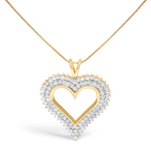.925 Sterling Silver 1.00 Cttw Diamond Heart 18" Pendant Necklace (I-J Color, I2-I3 Clarity)