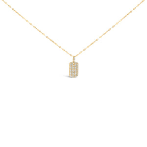14K Yellow Gold 1/3 Cttw Diamond Dog Tag Pendant Necklaces 18"