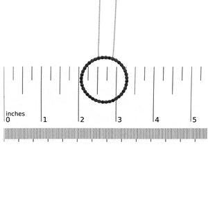 .925 Sterling Silver Black Diamond Open Hoop Circle 18" Pendant Necklace (Black Color, I2-I3 Clarity)