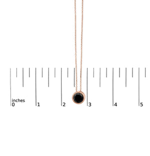 14K Rose Gold Bezel-Set Black Round Diamond Solitaire Pendant Necklace (Black Color, I2-I3 Clarity) - 18"