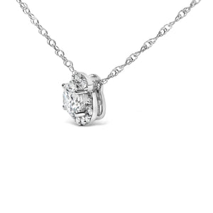 .925 Sterling Silver 1.0 Cttw Lab Grown Round-Cut Diamond Pendant Necklace 18"