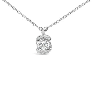 Sterling Silver 1.00 Cttw Lab Grown Diamond Oval Halo Pendant Bezel Station Necklace