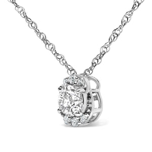 Sterling Silver 1/2 Cttw Lab Grown Diamond Oval Halo Pendant Necklace