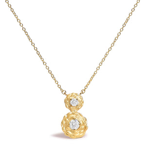14K Yellow Gold Plated Sterling Silver 1/2 Cttw Lab Grown Diamond Rose Pendant Necklace