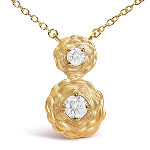 14K Yellow Gold Plated Sterling Silver 1/2 Cttw Lab Grown Diamond Rose Pendant Necklace