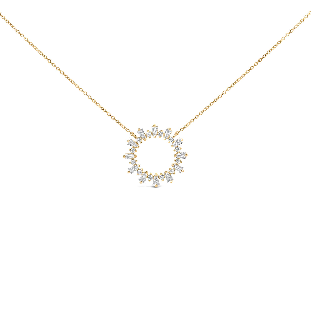 14K Yellow Gold Plated Sterling Silver 3/4 Cttw Diamond Starburst Pendant Necklace