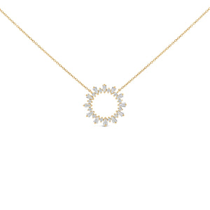 14K Yellow Gold Plated Sterling Silver 3/4 Cttw Diamond Starburst Pendant Necklace