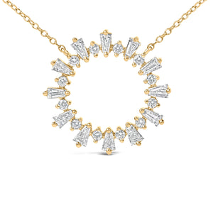 14K Yellow Gold Plated Sterling Silver 3/4 Cttw Diamond Starburst Pendant Necklace