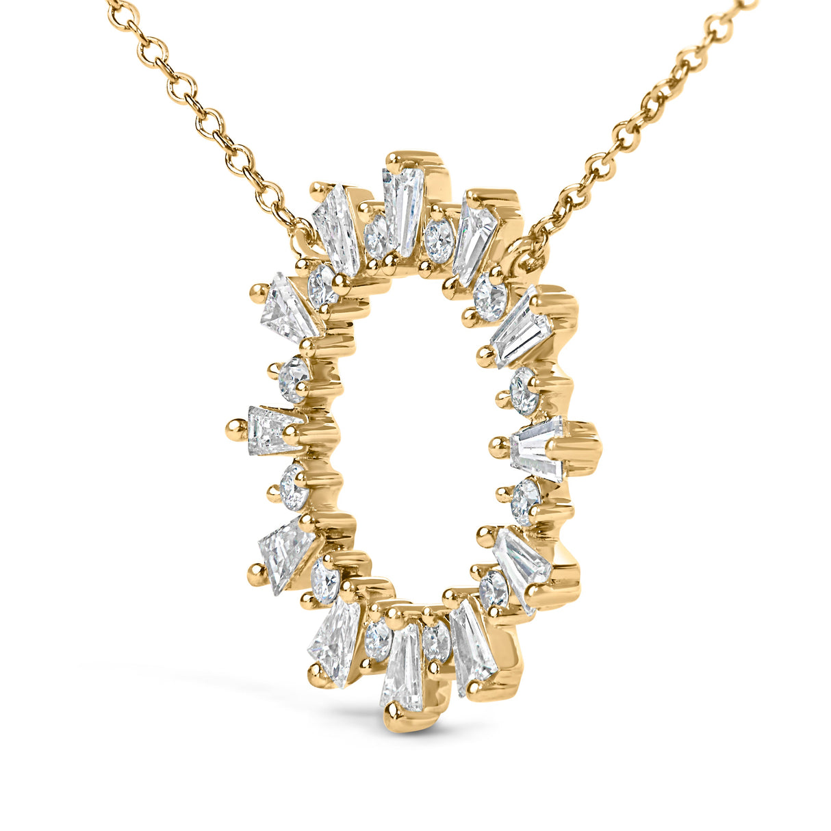 14K Yellow Gold Plated Sterling Silver 3/4 Cttw Diamond Starburst Pendant Necklace