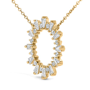 14K Yellow Gold Plated Sterling Silver 3/4 Cttw Diamond Starburst Pendant Necklace