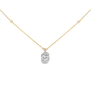 10K Yellow Gold Plated .925 Sterling Silver 1 1/2 Cttw Lab Grown Diamond Galaxy Halo Pendant Necklace