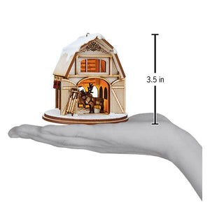 Santa's Reindeer Barn Christmas Ornament