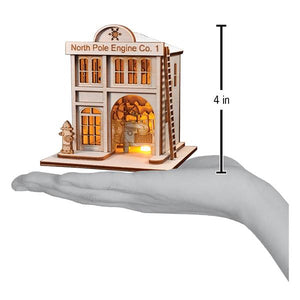 North Pole Engine Co. #1 Firehouse Lighted Cottage