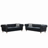 Chesterfield Upholstery Fabric Sofa With Roll Armrest & Nailhead, Mid Century Modern 3 And 3 Seater Couch
