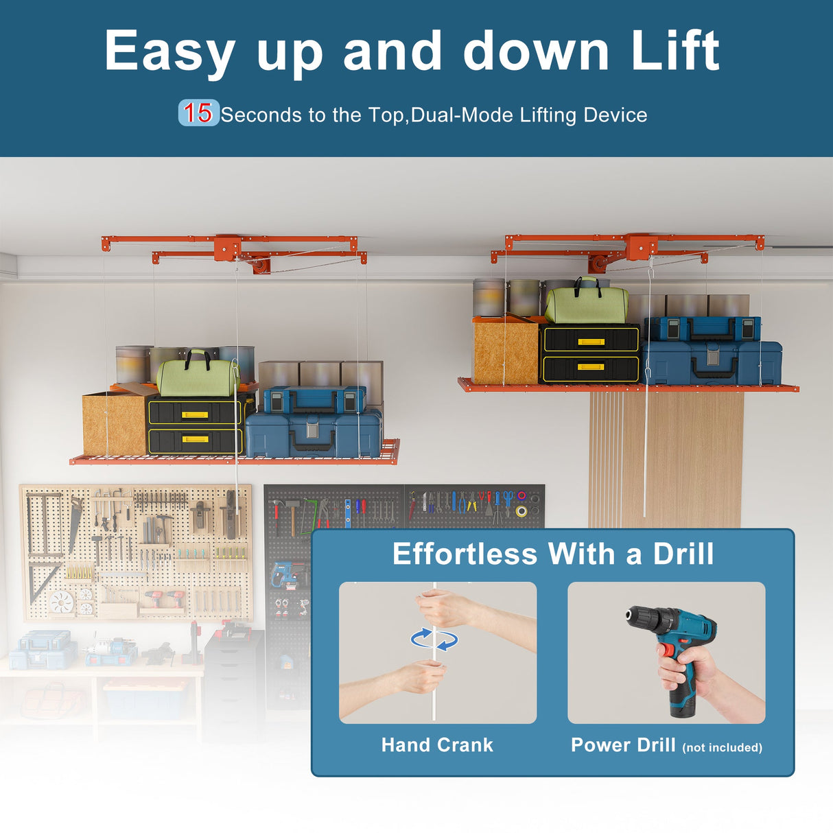 Orange Overhead Garage Storage Rack 4x8 FT