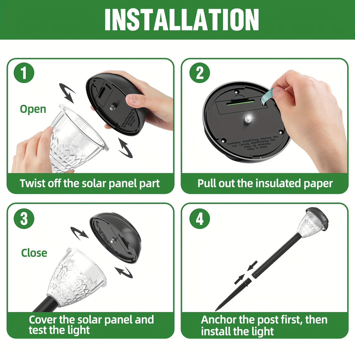 10-Pack Solar Pathway Lights – Bright White LED, Auto On/Off, Mandala Pattern Moktan Sabai