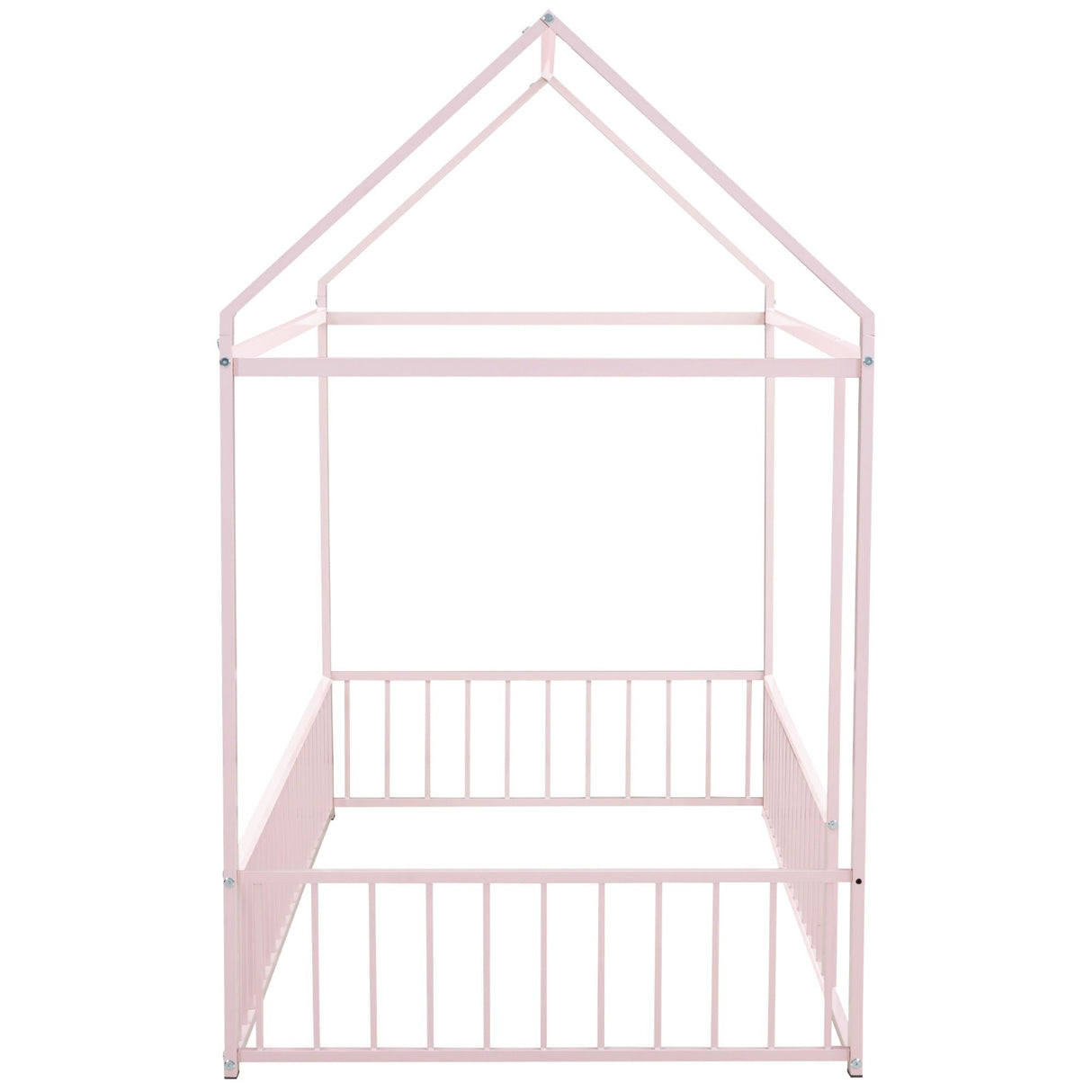 Metal Bed House Bed Frame With Fence