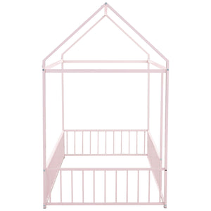 Metal Bed House Bed Frame With Fence