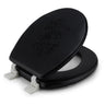 Embroidered Padded Soft Round Toilet Seat With Easy Clean & Change Hinge