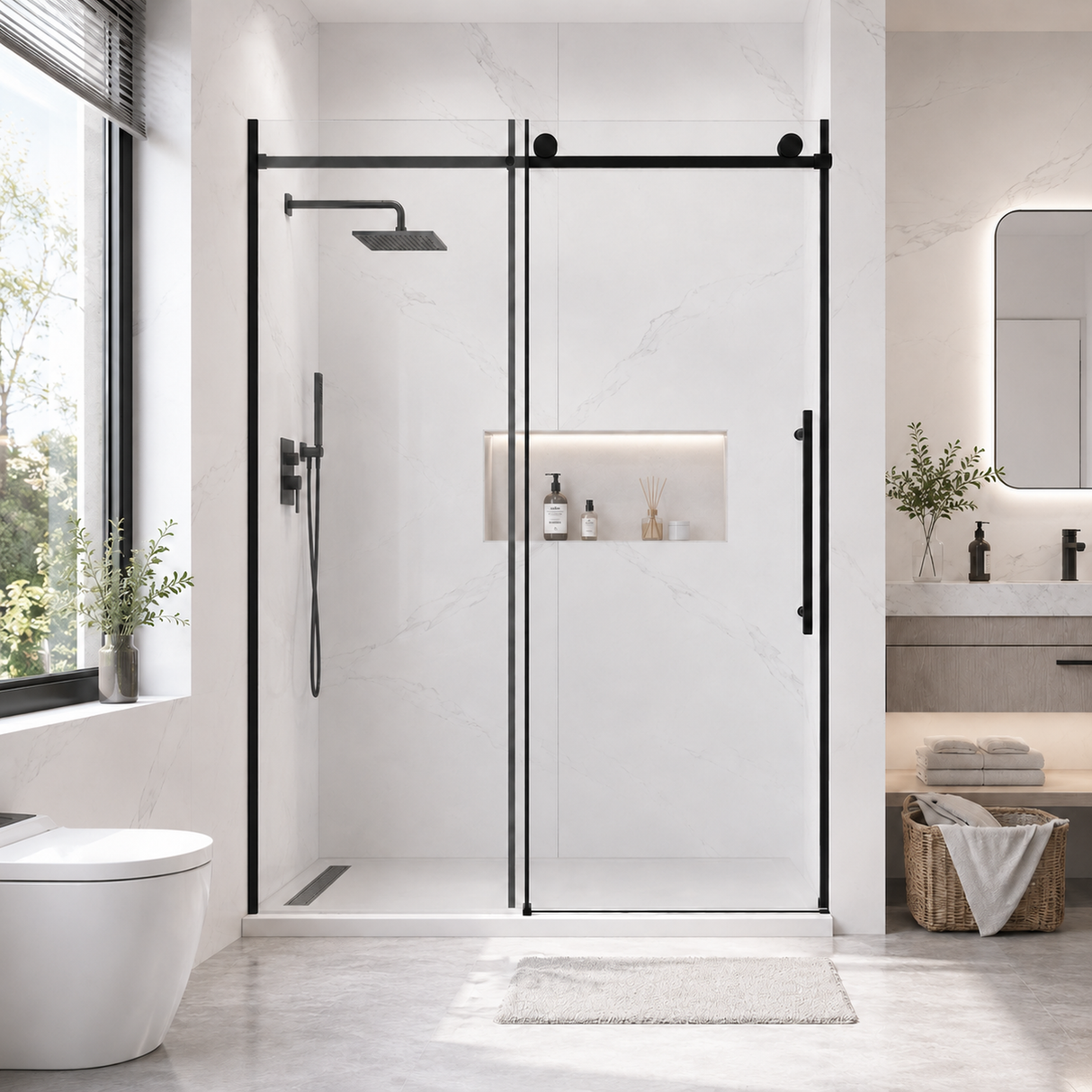 60" W x 73" H Soft Closing Sliding Frameless Shower Doors